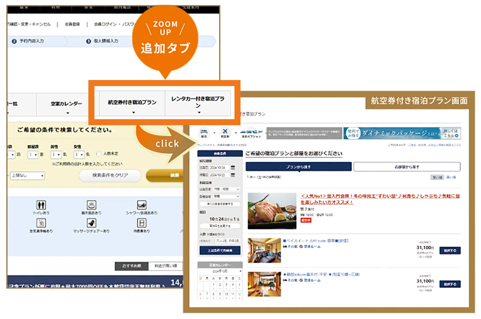 ダイナミックパッケージ 操作イメージ